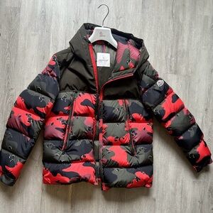 Moncler Red and Black Camouflage Puffer Jacket